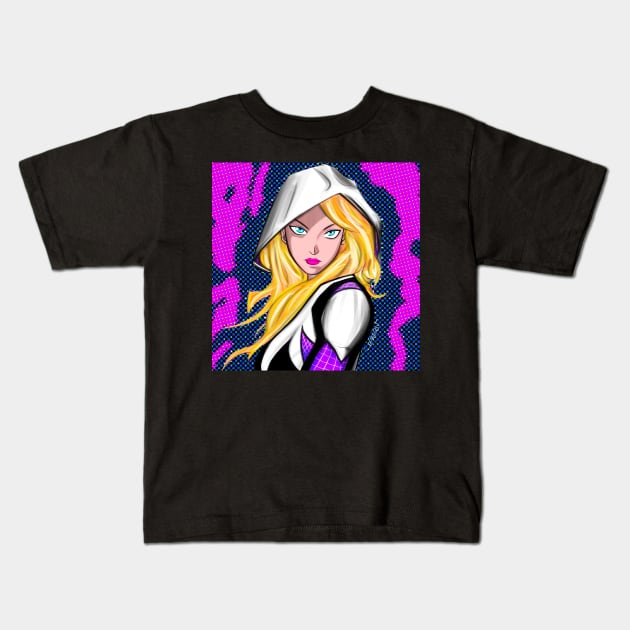 stacy the blonde ghost hero ecopop Kids T-Shirt by jorge_lebeau